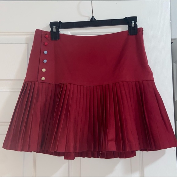 Ruth Stunning Red Pleated Mini Skirt Cotton - Anthropologie Size 6 - Picture 4 of 5